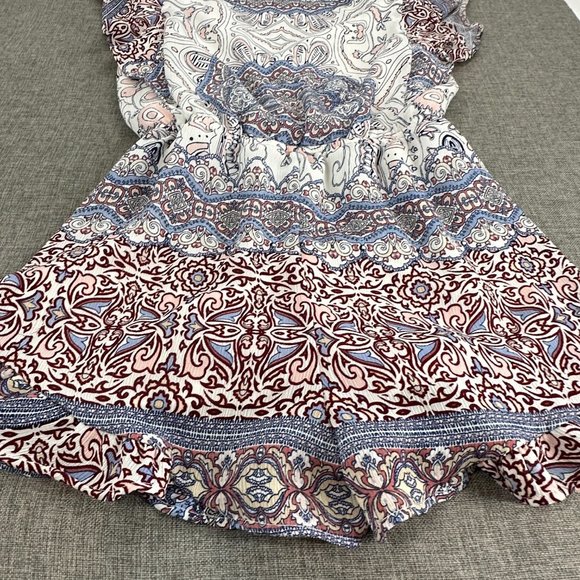 Blue Rain Romper Shorts Small‎ Ruffled V-Neckline Elastic Waist Lined Polyester - Picture 15 of 16